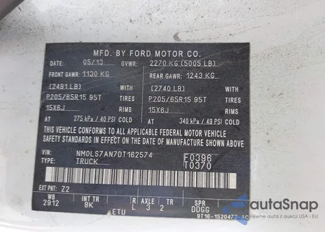 2013 Ford Transit Connect Xl from USA, damaged, VIN NM0LS7AN7DT162574